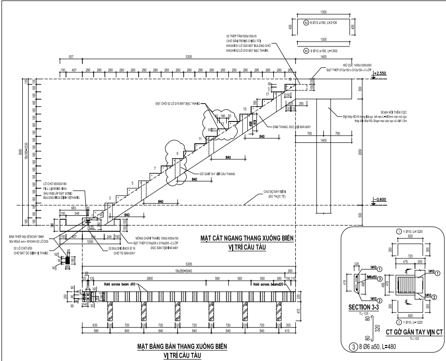 Cầu thang bay lắp ghép bằng BTCT đúc sẵn